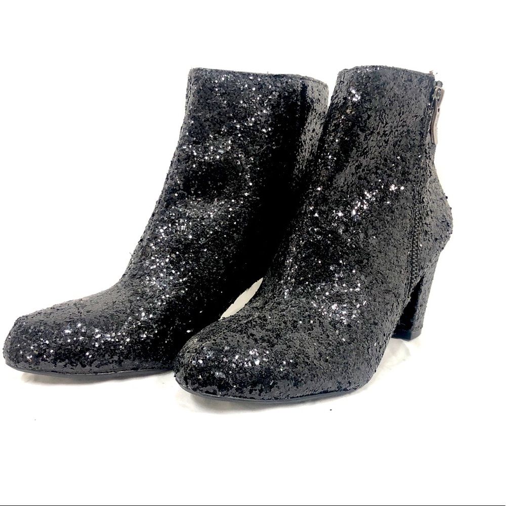 BCBGeneration Black Glitter Booties